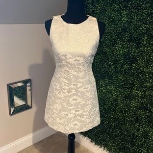 Alice + Olivia Ivory Shimmer Brocade Dress